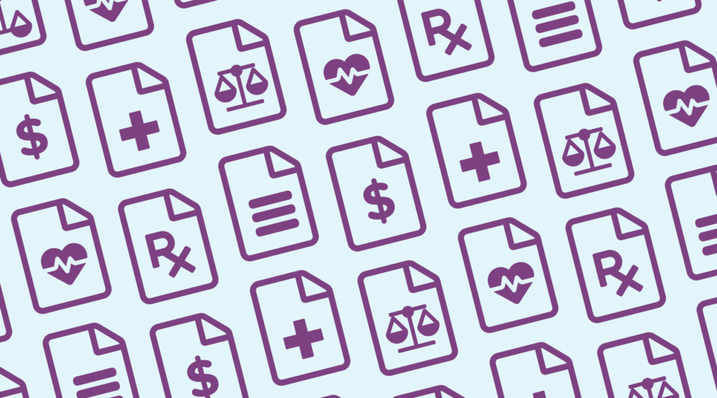 Icons representing health care directives, power of attorney, financial caregiving, and other types of documents.