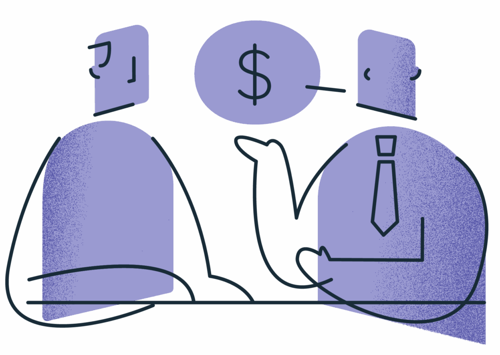 An expert discusses finances with an older person.