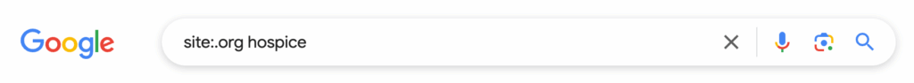 Screenshot of the Google search bar. In the search input field it says site:.org hospice